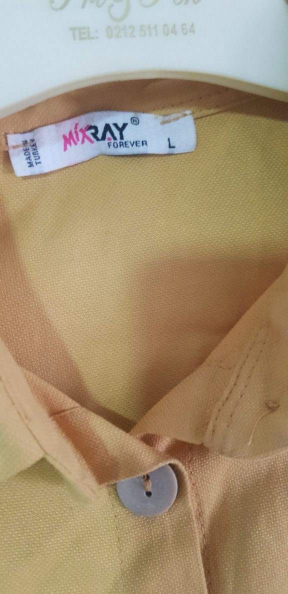 hardal Sarısı  Düğmeli Kadın Uzun Elbise - Görsel 5