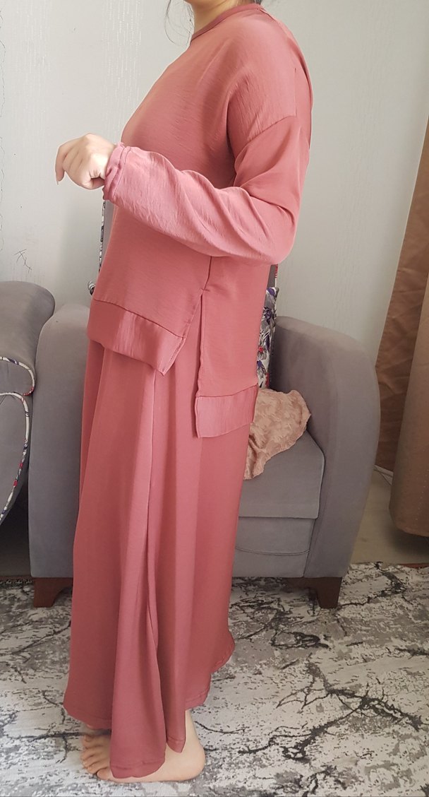 Bordo Salaş Kadın Uzun ikili takım - Görsel 5