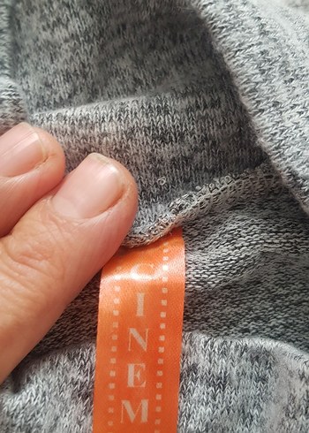 Gri Boğazlı  pamuk veTrikolu Bluz - Görsel 3