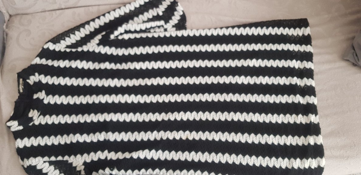 Gri Beyaz Çizgili Kadın Triko Tunik - Görsel 4