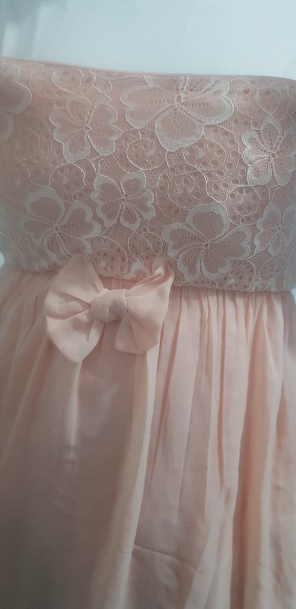 Dantel Detaylı şifon  Pudra Pembe Straplez üst - Görsel 5