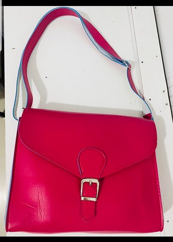 Pembe Deri Tokalı Kadın Çantası - Görsel 2