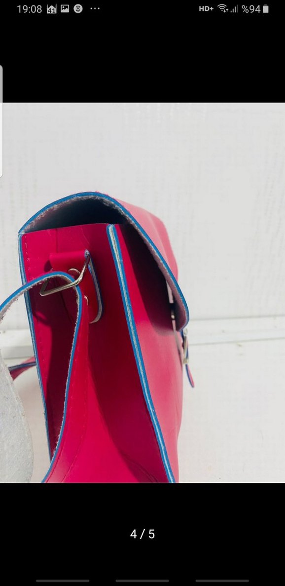 Pembe Deri Tokalı Kadın Çantası - Görsel 4