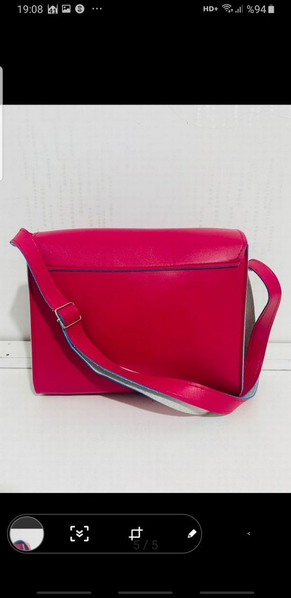 Pembe Deri Tokalı Kadın Çantası - Görsel 5