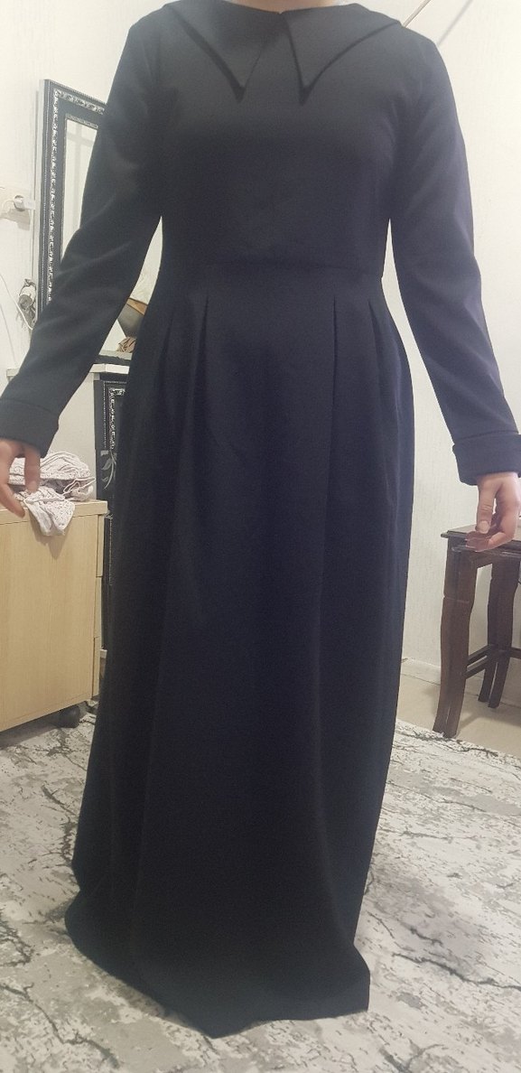 Siyah  Uzun Kollu Uzun Elbise - Görsel 3