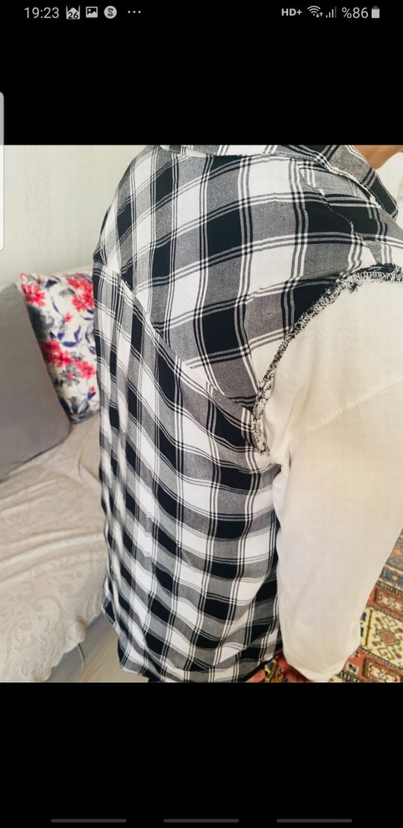 Kareli Pamuklu Kadın yelek Gömlek - Görsel 4