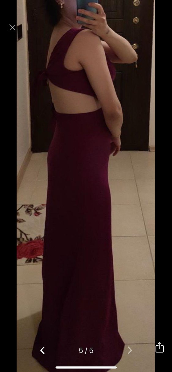 Bordo Uzun Kadın Abiye Elbise - Görsel 4