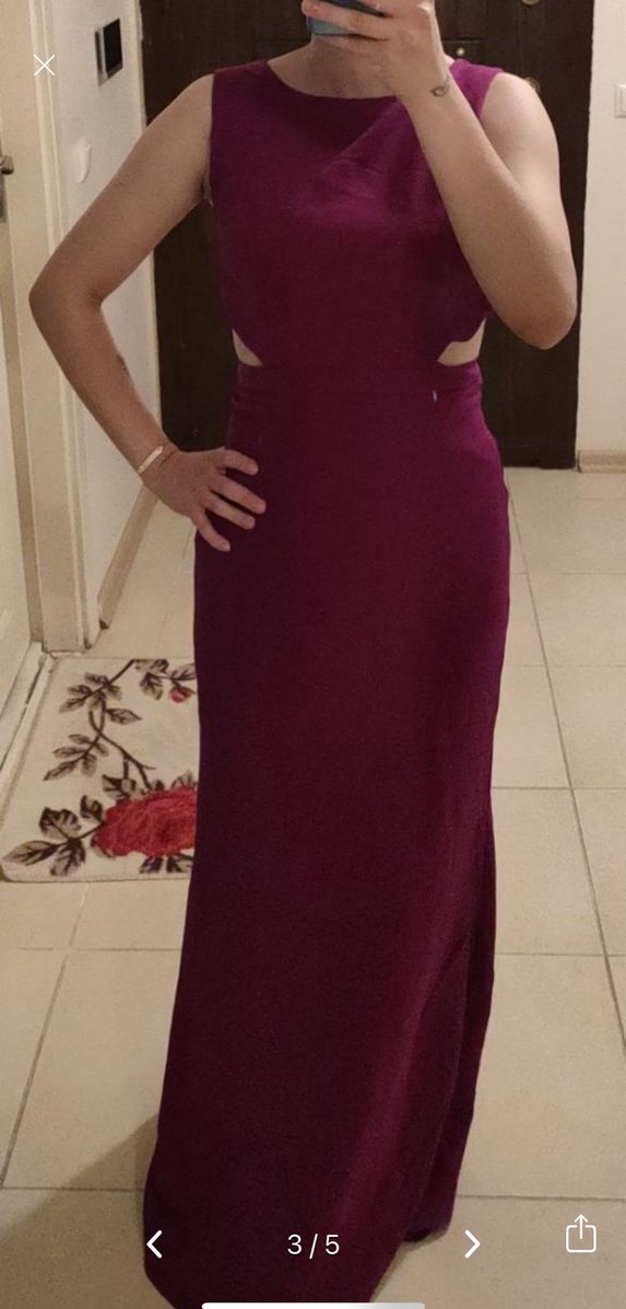 Bordo Uzun Kadın Abiye Elbise - Görsel 3