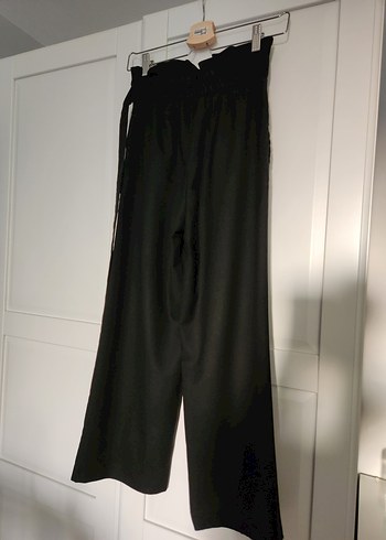 Siyah Kemerli Salaş Yüksek Bel Kumaş Pantolon - Görsel 2
