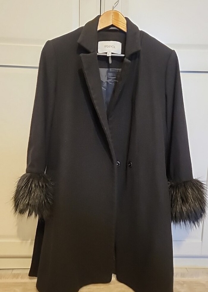 İpekyol Siyah Yün Kaşe Kaban - Görsel 2