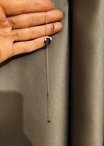 Hayalet Gold Zincir Detaylı Siyah Tek Taşlı Bileklik - Görsel 7