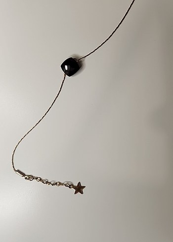 Hayalet Gold Zincir Detaylı Siyah Tek Taşlı Bileklik - Görsel 4