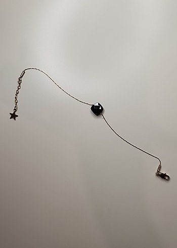 Hayalet Gold Zincir Detaylı Siyah Tek Taşlı Bileklik - Görsel 2