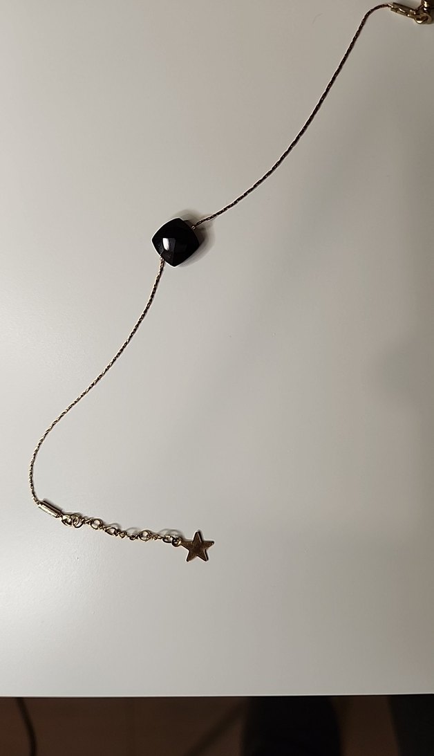 Hayalet Gold Zincir Detaylı Siyah Tek Taşlı Bileklik - Görsel 4