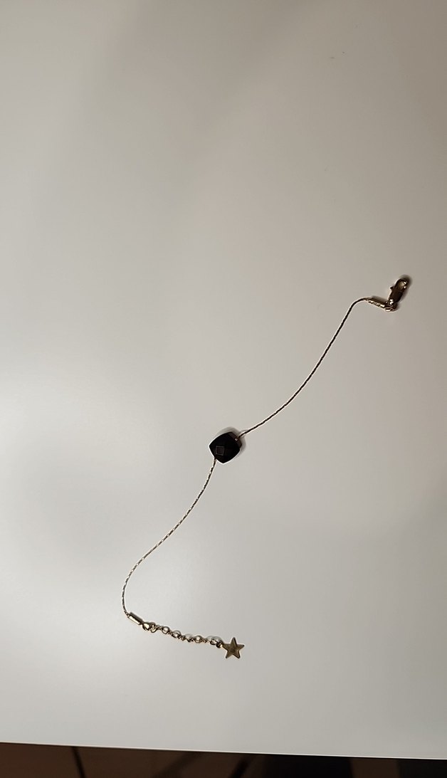 Hayalet Gold Zincir Detaylı Siyah Tek Taşlı Bileklik - Görsel 3