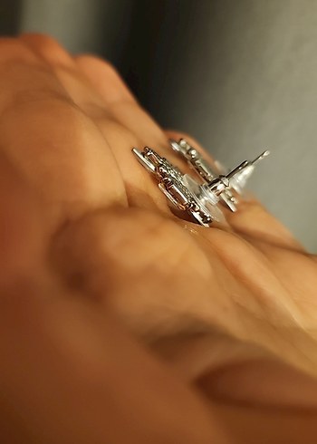 Gümüş Rengi Taşlı Küpe - Görsel 7