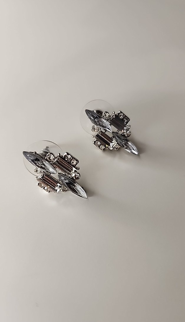 Gümüş Rengi Taşlı Küpe - Görsel 3