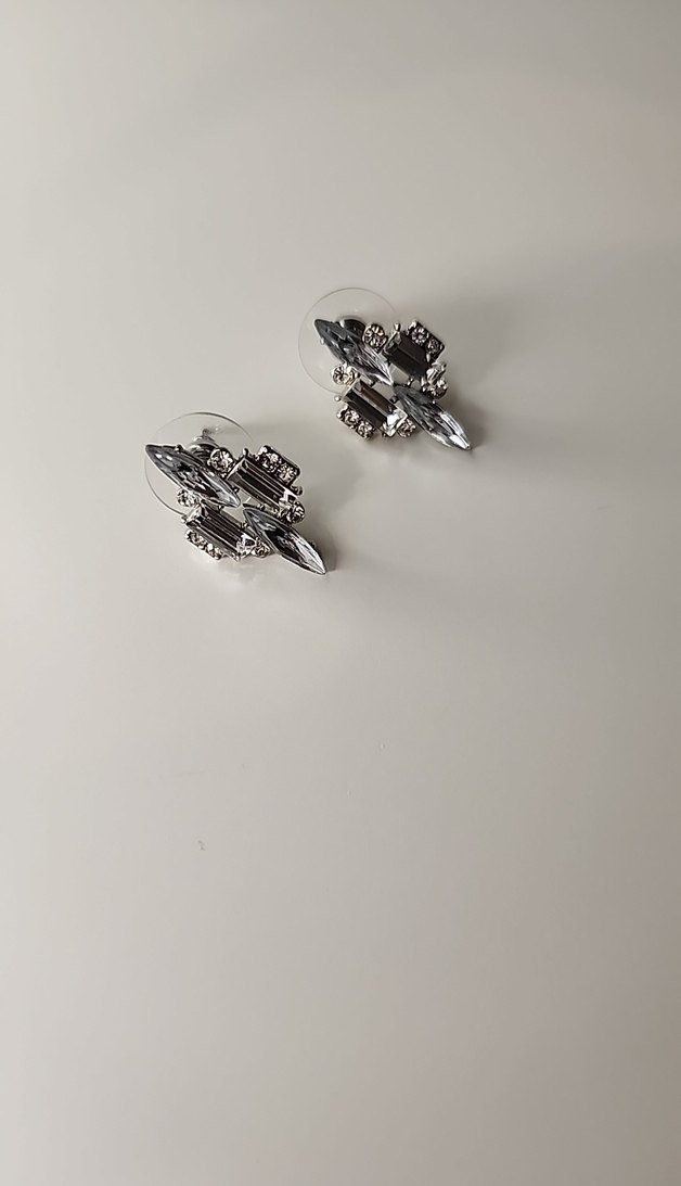 Gümüş Rengi Taşlı Küpe - Görsel 2