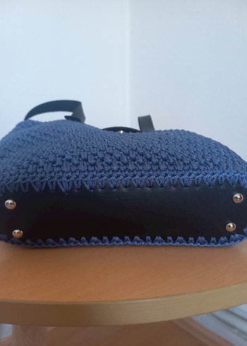 Beden mavi Renk Örgü Kadın Çanta - Lacivert, Bohem Stil