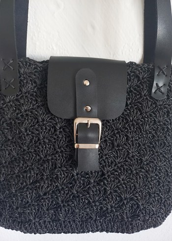 Zara Siyah Örgü Kadın Omuz Çantası