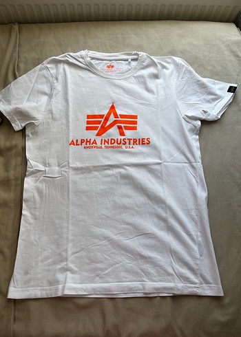 m Beden turuncu Renk Alpha Industries Turuncu Baskılı Erkek Tişört