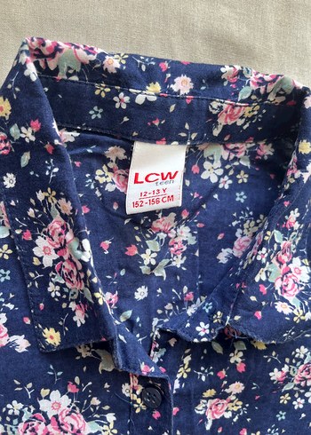 Mavi Çiçek Desenli Pamuk Gömlek - Görsel 3