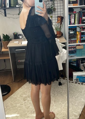 Uzun Kollu Siyah  Elbise - Görsel 6