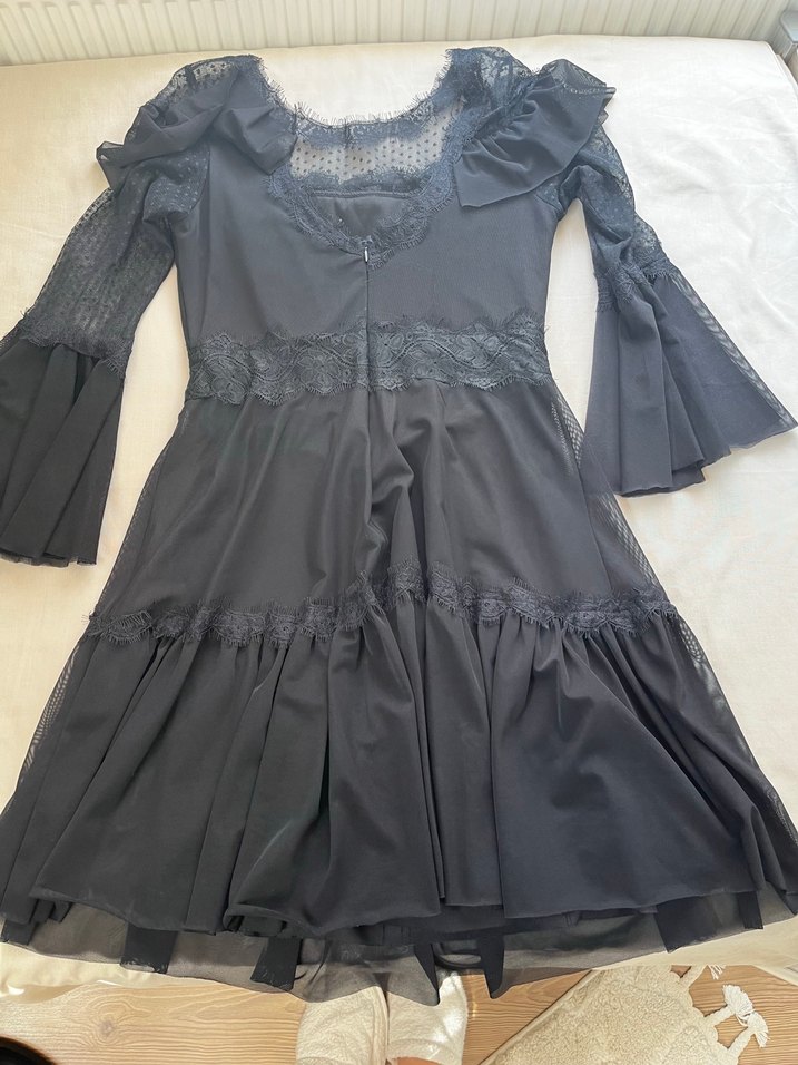 Uzun Kollu Siyah  Elbise - Görsel 3