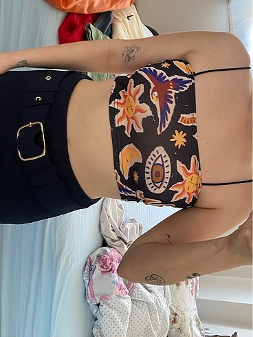 Sheinside desenli crop