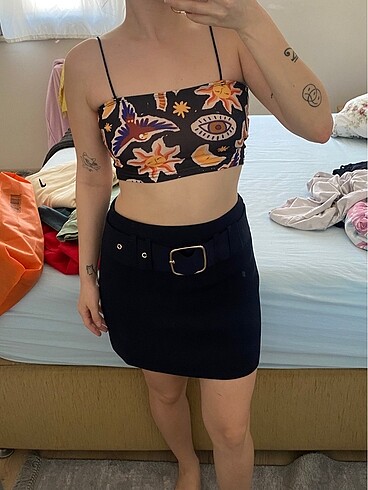 s Beden desenli crop