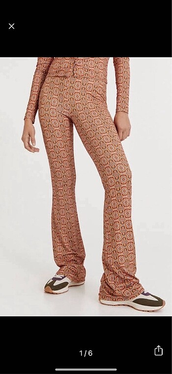 Desenli retro pantalon