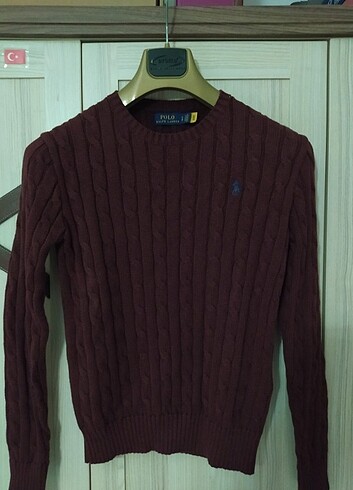 Bordo Ralph Lauren Saç Örgü kazak 