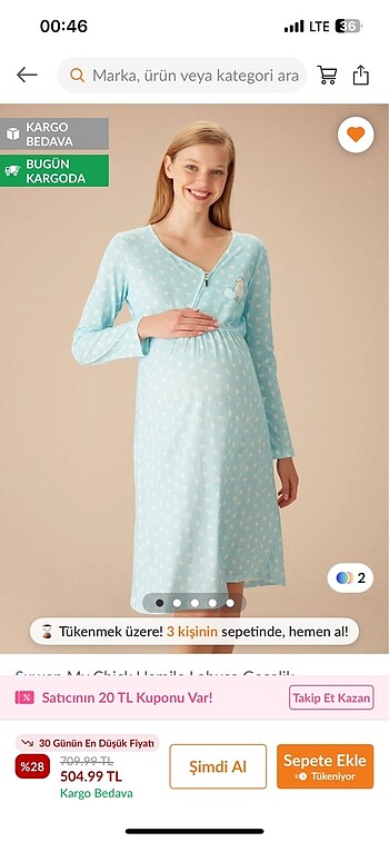 Hanile lohusa gecelik pijama elbise