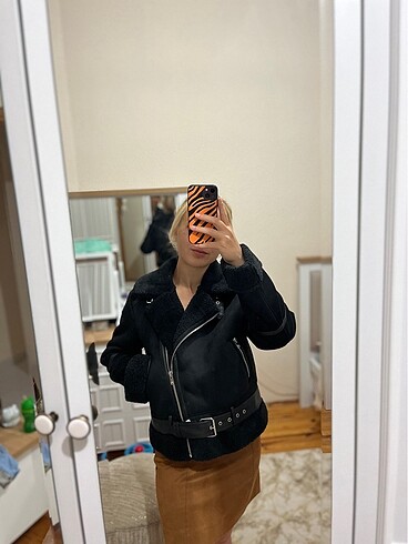 Stradivarius Stradivarius siyah biker mont
