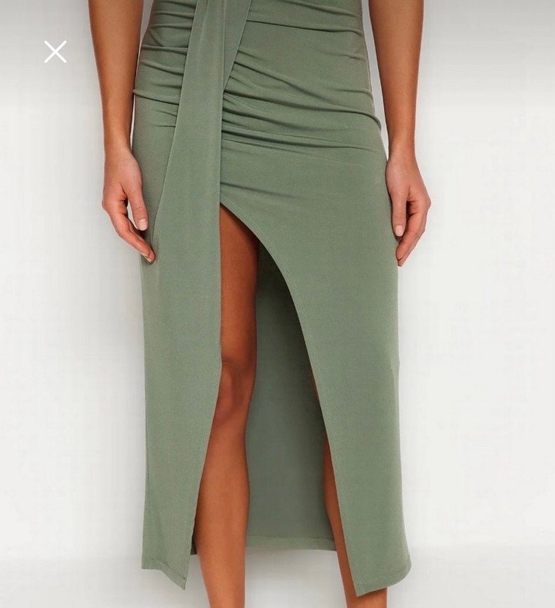 Drapeli Uzun Haki Kadın Etek - Görsel 2