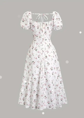 Bohem Çiçek Desenli Uzun Kadın Elbise - Görsel 2