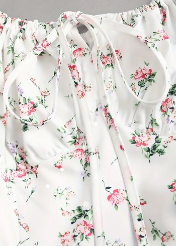 Bohem Çiçek Desenli Uzun Kadın Elbise - Görsel 4