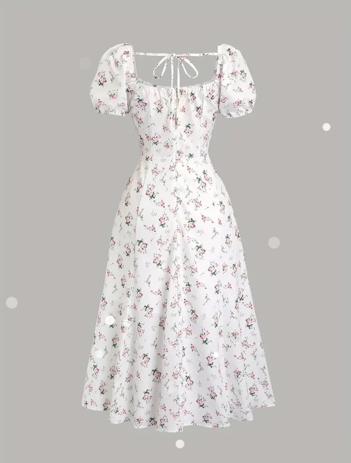 Bohem Çiçek Desenli Uzun Kadın Elbise - Görsel 2