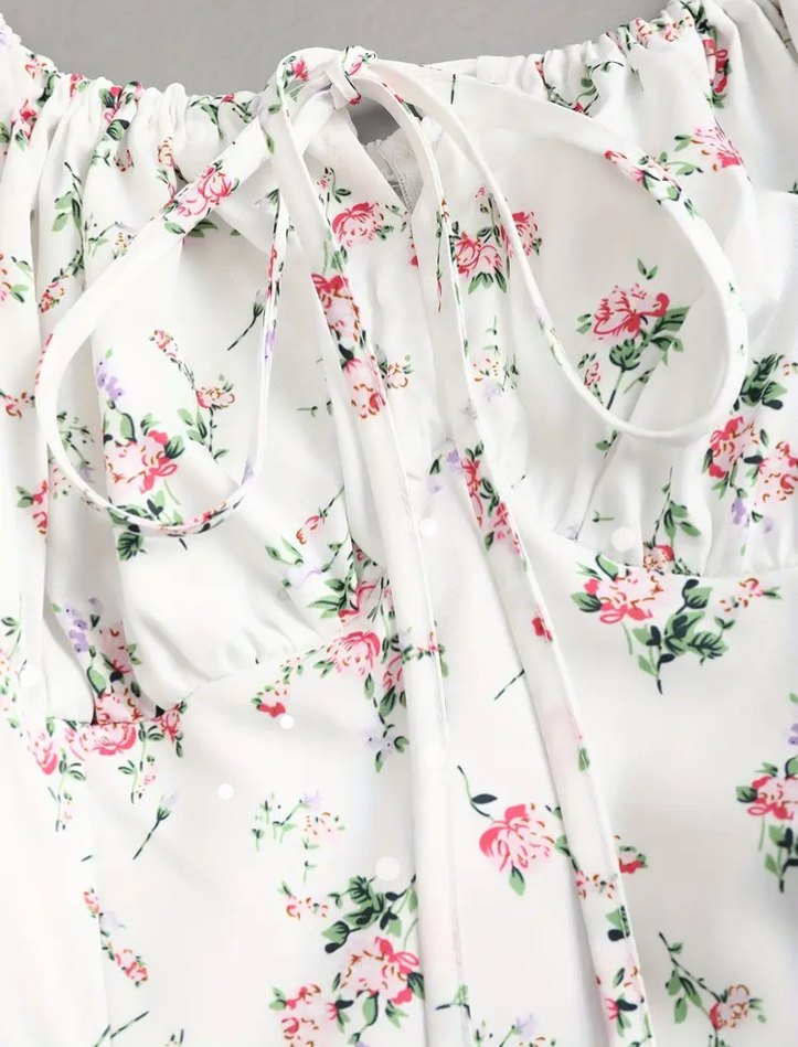 Bohem Çiçek Desenli Uzun Kadın Elbise - Görsel 4