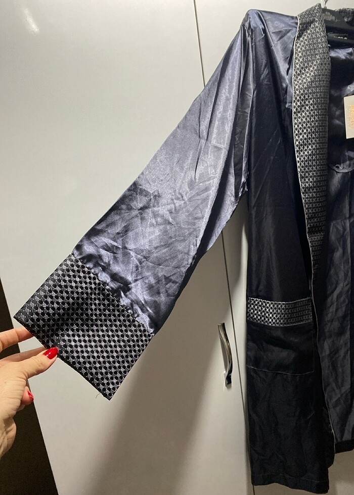 Erkek saten pijama ropdöşambır - Görsel 3