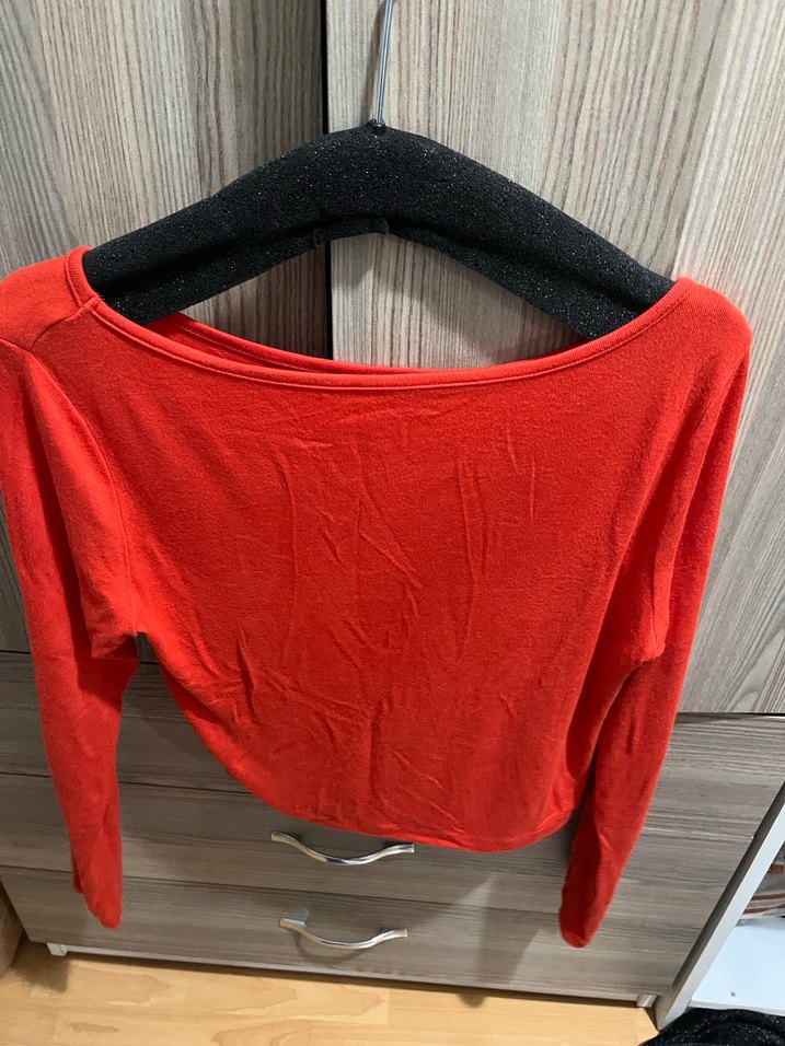 Kırmızı Uzun Kollu Dar Kesim Kadın Body - Görsel 2