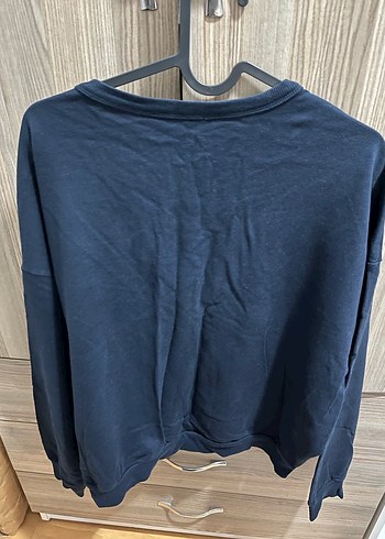 Kadın Mavi Uzun Kollu Salaş Sweatshirt - Görsel 2