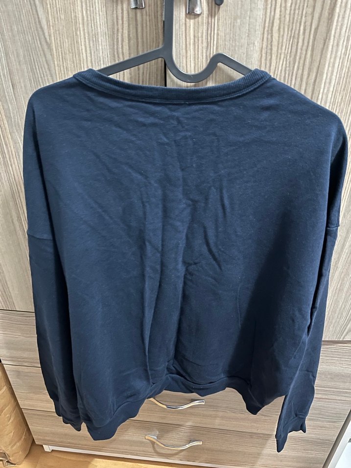 Kadın Mavi Uzun Kollu Salaş Sweatshirt - Görsel 2