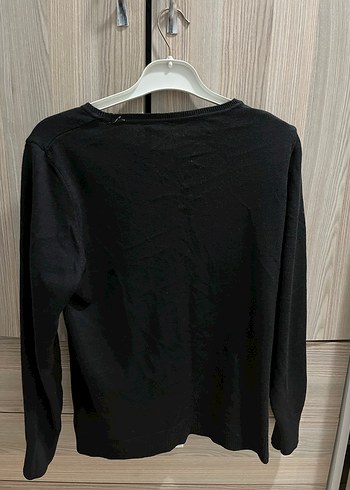 Siyah Kadın Yün Bisiklet Yaka Kazak - Görsel 2