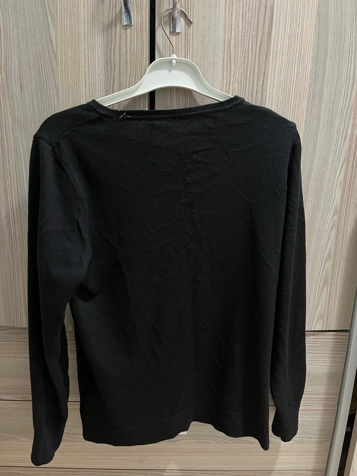 Siyah Kadın Yün Bisiklet Yaka Kazak - Görsel 2