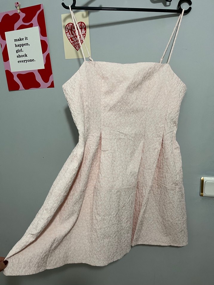 H&M Pembe Askılı Midi Elbise - Görsel 5