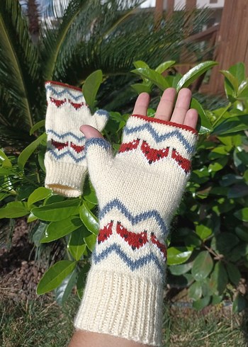 Renkli Bohem Örgü Kadın Eldiveni - Görsel 8