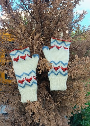 Renkli Bohem Örgü Kadın Eldiveni - Görsel 6