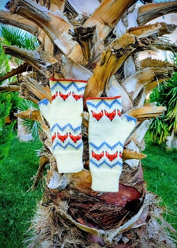 Renkli Bohem Örgü Kadın Eldiveni - Görsel 4