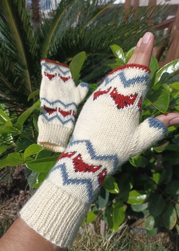 Renkli Bohem Örgü Kadın Eldiveni - Görsel 7